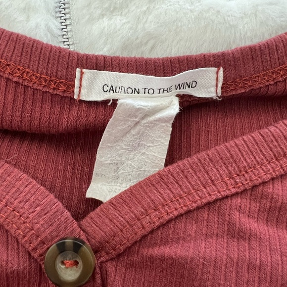 Red Ribbed Long Sleeve - Picture 3 of 3